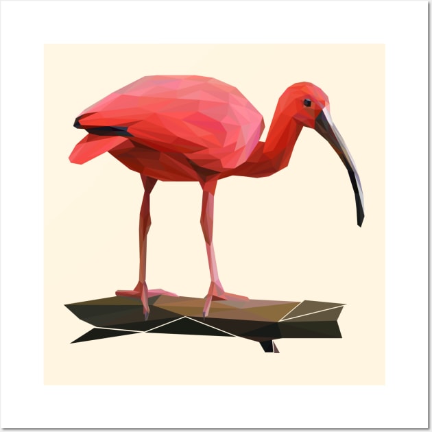 Scarlet Ibis Lowpoly Art Wall Art by faagrafica